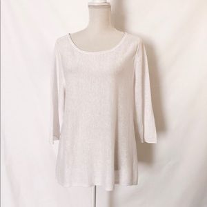 Eileen Fisher White Knit Top XL